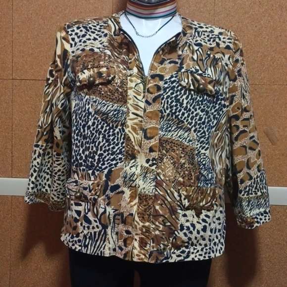 WESTBOUND WOMAN Safari Blouse with Zip Front SIZE 2X - Picture 1 of 8
